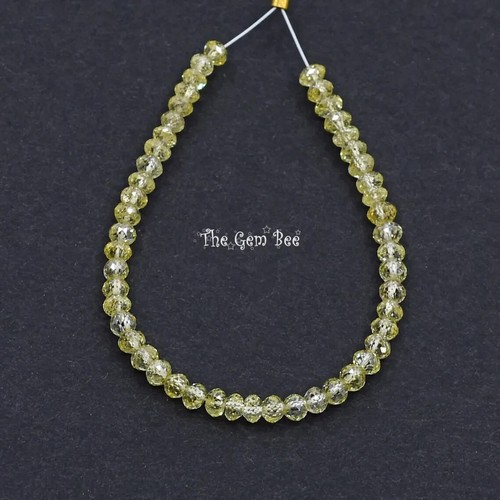 5,25 Karat Facettiert Natürliche Kanariengelbe Diamant Rondelle Perlen 3,5 Zoll Strang (49) - Bild 5 von 9