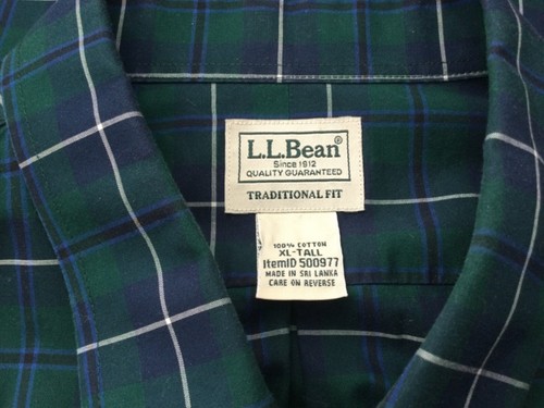 L.L.Bean grün marine kariert L/S Hemd XL Tall - Bild 3 von 3