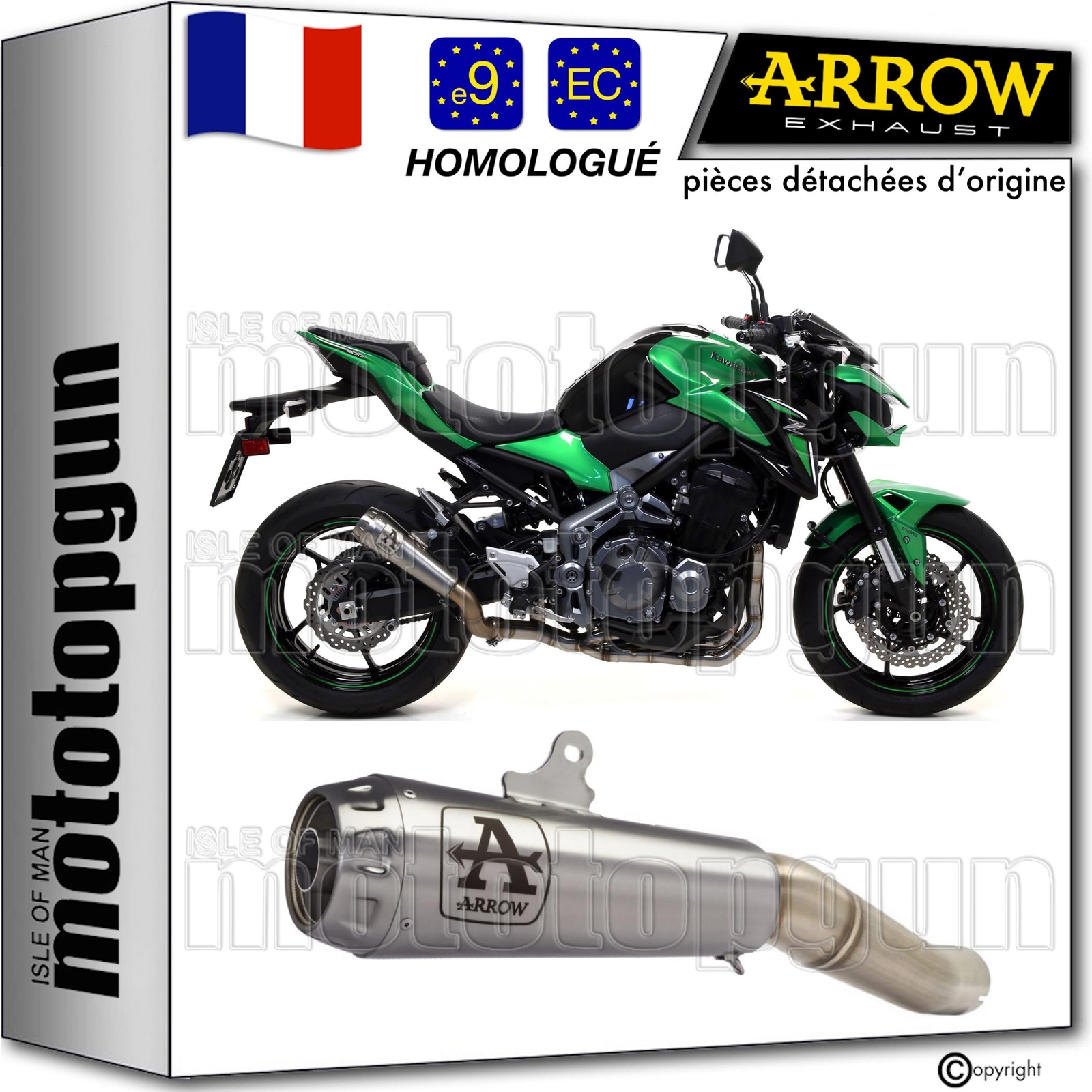 Pot echappement Arrow Pro-Race pour moto Kawasaki Z900 version 2019