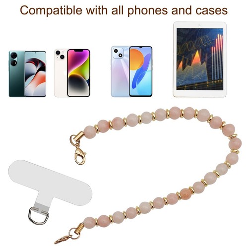 Bracelet de téléphone en perles de marbre, bracelet mains libres, téléphone antivol - Photo 4 sur 7