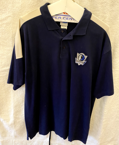 DALLAS MAVERICKS Men's Size XL Collared POLO Shirt Blue w/White Trim 100% Cotton - Picture 2 of 9