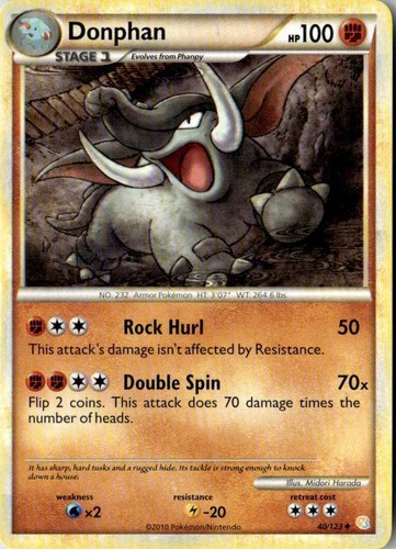 2010 HEARTGOLD & SOULSILVER BASE SET DONPHAN 40/123 - 第 1/2 張圖片