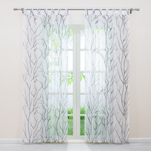 Transparente Gardine Stores Voile Wohnzimmerschals Bedruckt Vorhang Baumzweige - Bild 20 von 36