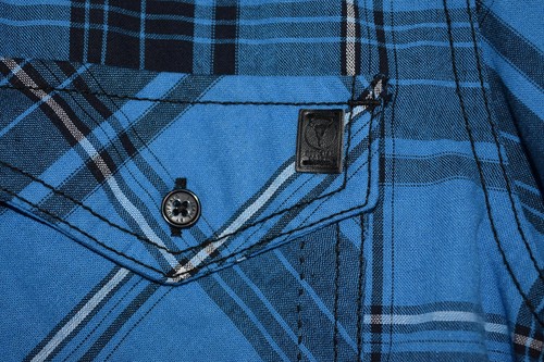 NEW Jeans by Buffalo Men's M Short Sleeve Button Shirt NWT Blue Checkered Plaid - Picture 4 of 7