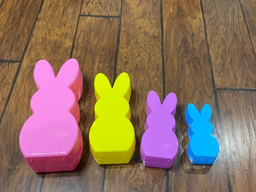 Easter Set of 4 Peeps Bunny Egg Candy Containers Decor 4 Sizes And Colors - Picture 17 of 23