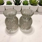 Vintage Avon Fostoria Tulip Crystal Candle Holders Pineapple Reversible Set of 2