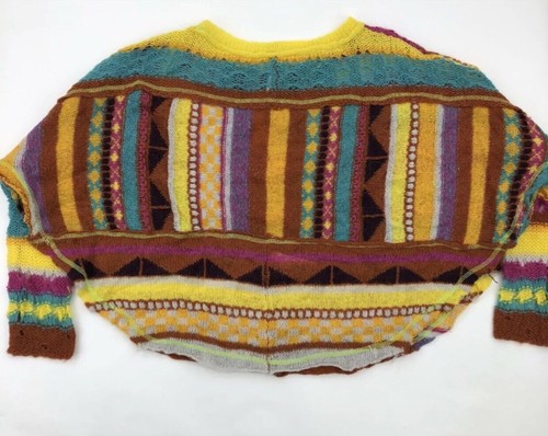 Free People Aztec Boho Multicolor Lightweight Poncho Sweater Women's Size S NWT - Picture 3 of 9