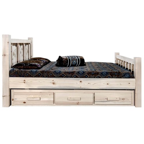 Montana Woodworks Homestead Hand-Crafted Wood Twin Storage Bed in Natural - Picture 4 of 4