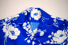 Vintage Hawaiian Shirt Aloha Size XL 60s 70s Blue with White Floral Pareo Cobain