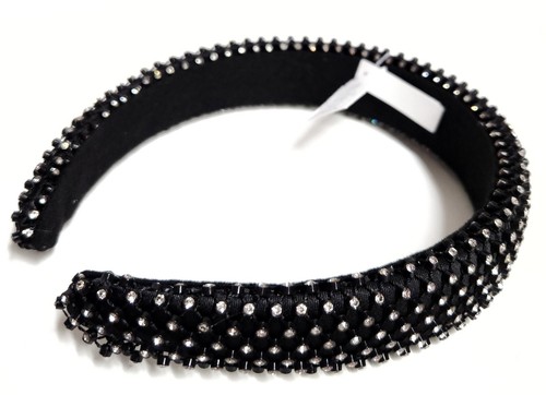 J.Crew Factory Crystal Crown Puff Headband in Black Crystal One Size CD844 NWT - Picture 9 of 17