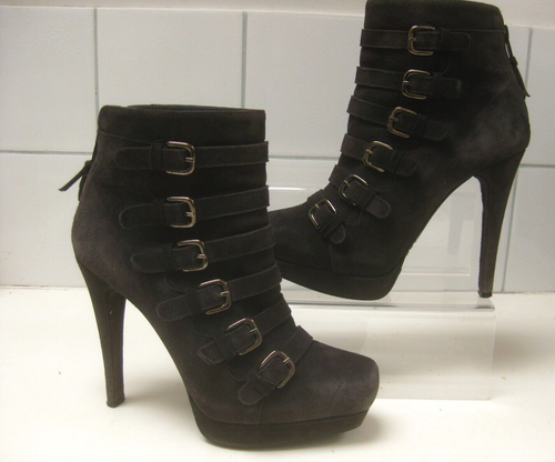 Stuart Weitzman Russell Bromley 5 graue Wildleder STIEFEL viktorianisch Distress Steampunk - Bild 6 von 19