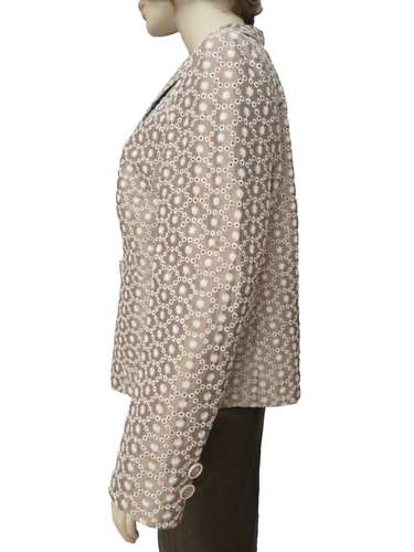 Akris Dress Suit Jacket Coat Neiman Marcus Runway Sz 14 Eyelet Embroidered NWT - Picture 4 of 15