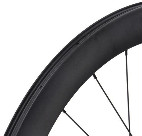 Disc Brake Road Bike Wheels Clincher Tubeless Carbon Wheelset 700C Matt Rim 55mm - Picture 2 of 9