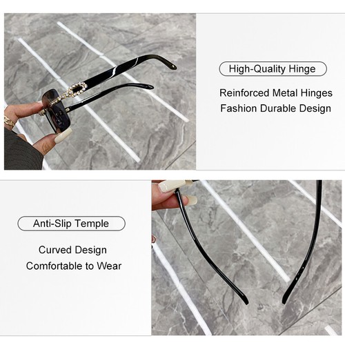 Rimless Rectangle Sunglasses Fashion Frameless Square Sun Glasses Eyewear UV400 - Picture 7 of 19