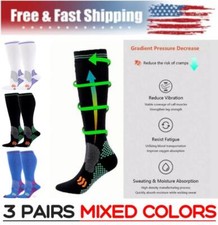 Athletic Compression Socks 20-30mmHg Anti-Odor Muscle Recovery Travel Flight