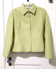 Womens Vintage Willow 100% Silk Button Jacket Blazer Small Celery Green Pockets