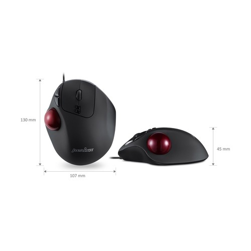 Perixx PERIMICE-517, Ergonomische Trackball Maus, USB-Kabel, schwarz - Bild 2 von 7