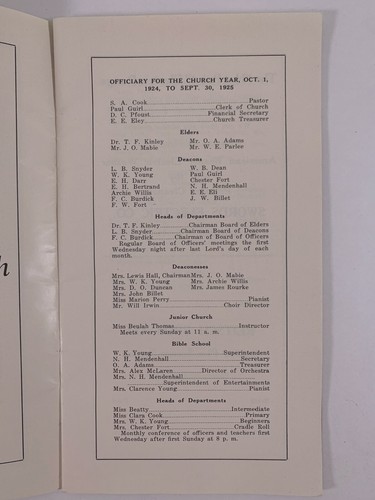  Pamplet Central Christian Church of Rockford IL Illinois Directory 1925    MG01 - Picture 4 of 8