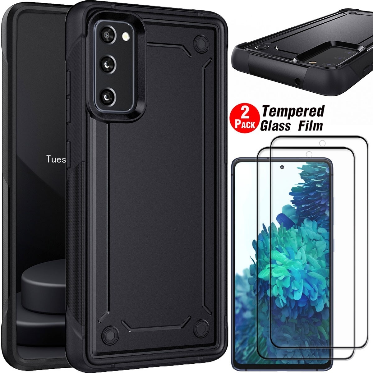 Black Case For Samsung Galaxy S20 FE 5G Rugged Dual Layer Cover