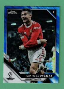2021-22 TOPPS CHROME UEFA CRISTIANO RONALDO BLUE REFRACTOR 39/150 MAN UNITED