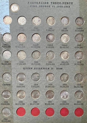 1910-1964 AUSTRALIAN 3 PENCE - 6 PENCE SET in DANSCO PUSH IN ALBUM..GREAT PRICE. - Picture 5 of 13