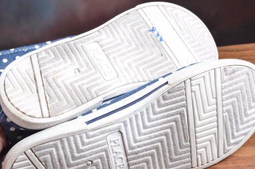Childrens Place Girls Navy white polka dots silver High Top Canvas Shoes 5M (H) - Picture 6 of 6