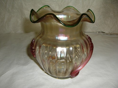 KRALIK & SOHN, ART NOUVEAU VASE, IRIDESCENT, BOHEMIAN, FLOWER, STARBURST c.1890 - Picture 6 of 12
