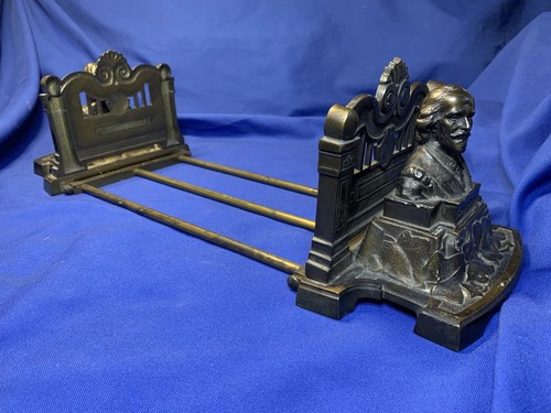 Vintage Arts & Crafts Judd Verdigris Bookends Shakespeare & Longfellow C1910s - Picture 10 of 12
