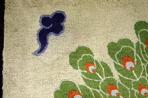 Seidenteppich China 72 x 70 cm Seide Orient teppich Vogel Pfau Handgeknüpft Rug - Bild 7 von 10