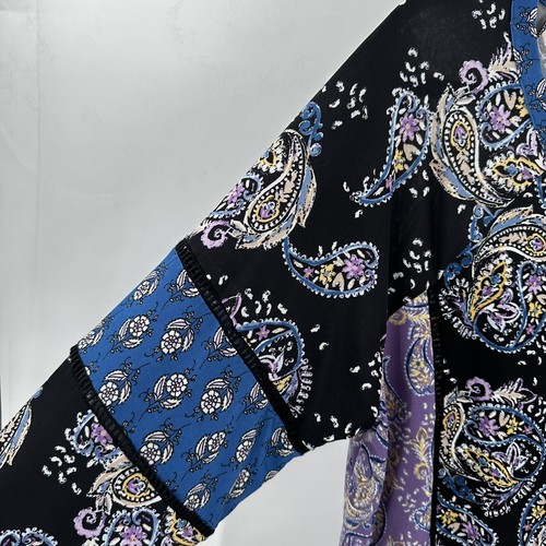 Camicetta Style Co donna XL paisley cravatta contadina boho manica lunga multicolore nappa - Foto 4 di 14