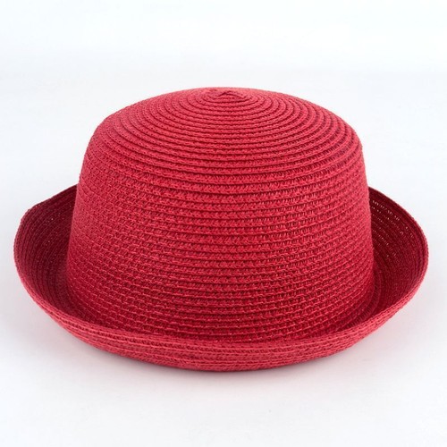 Women Ladies Straw Bowler Derby Hat Cap Roll up Clothe Summer Beach Sun Cap * - Picture 6 of 24