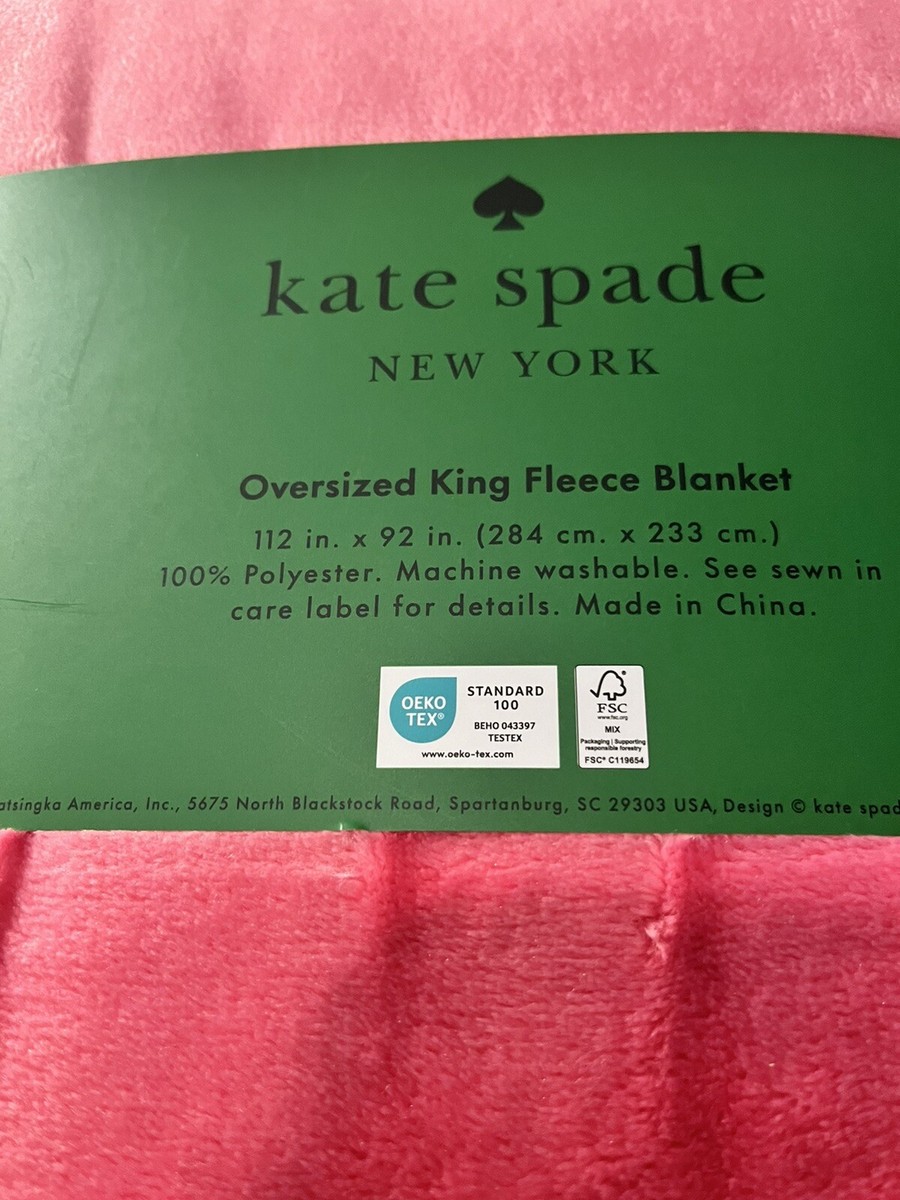 KATE SPADE Hot Pink OVERSIZED KING Fleece Blanket Soft Plush Throw