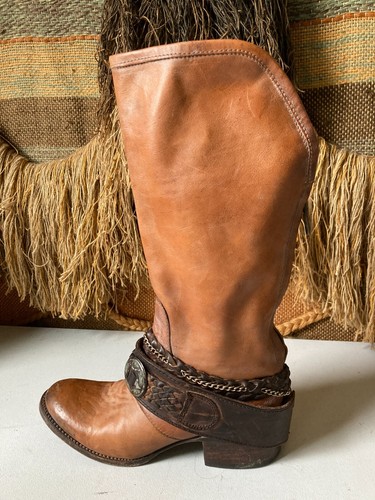 Freebird Tall Brown Leather  FB-BRECK Buckle Boots Size 7 - Picture 1 of 9