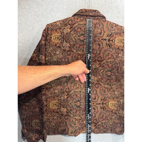 Habitat Blazer Jacket Womens M Dark Brown Knit Tapestry Button Pockets Vintage - Picture 9 of 10