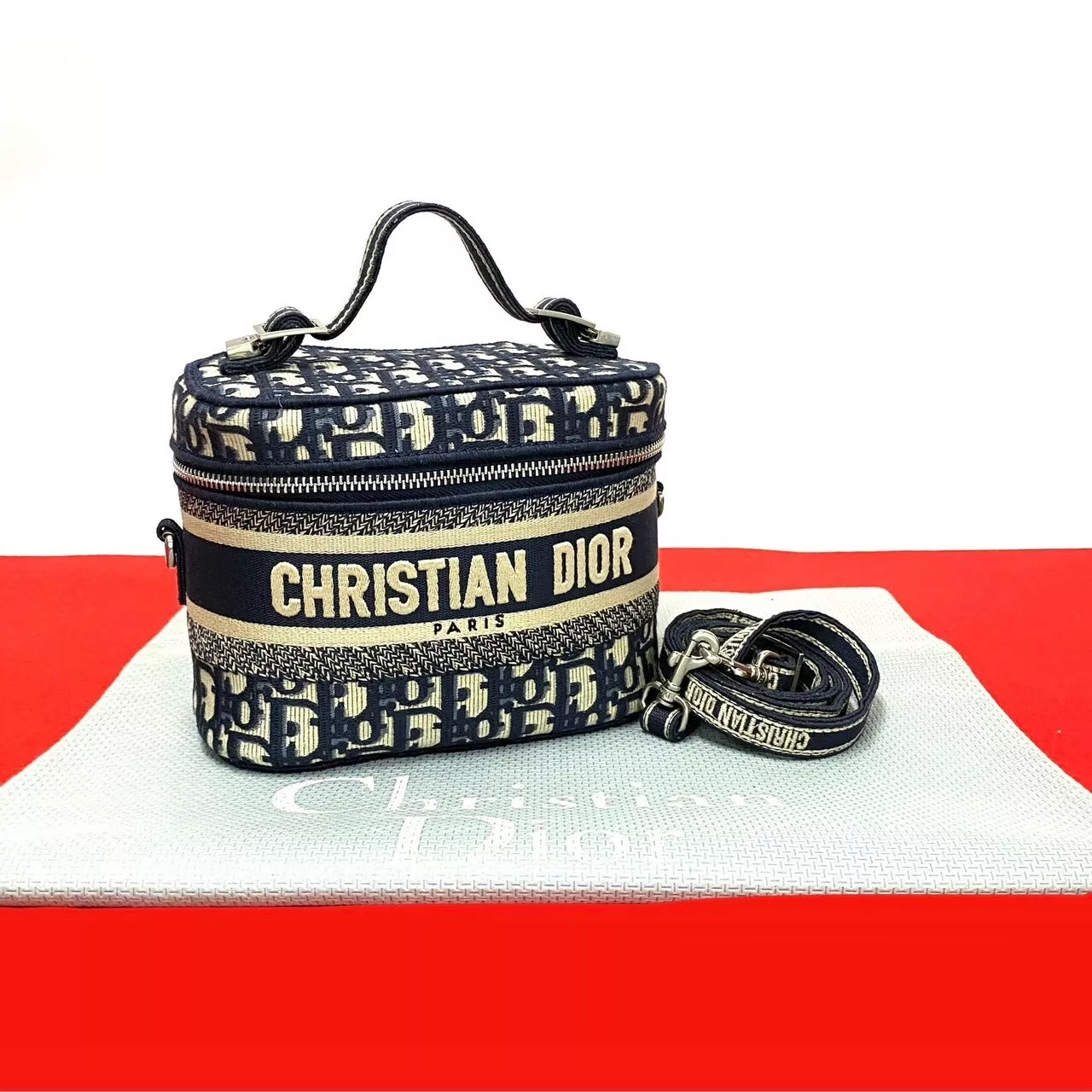 Christian Dior Dior Voyage Oblique Vanity Bag Sac Bandoulière Toile Marine 43215