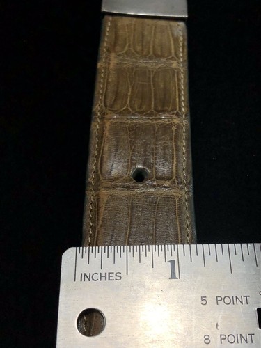 Pat Areias Sterling Silver Buckle W/ Genuine Cayman Green Crocodile Belt Size 36 - Picture 10 of 19