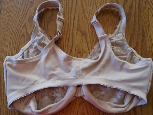 Glamorise sz 42F Style 9245 nude Elegance lace cup front close wonderwire bra Ex - Picture 2 of 2