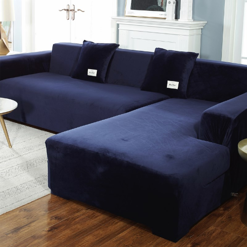 Velvet Solid Color Sofa Covers Elastic Sofa Cover Corner Couch 1/2/3/4 Seater - Picture 9 of 24