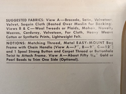 McCalls 6466 VTG 60s Bags Purse Handbag 7" 9" 12" Easy to Make UNCUT Sew Pattern - Picture 8 of 9