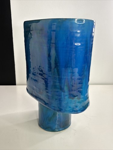 Mid Century Japanese Ikebana Pottery Pedestal Vase Bowl Signed 1960s - Picture 4 of 17