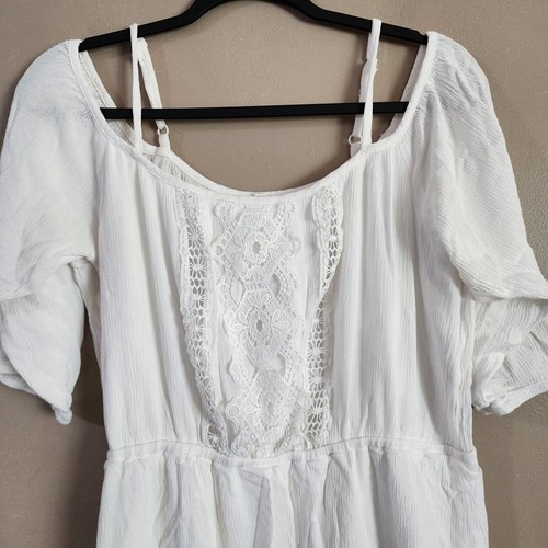 Top túnica Maurices para mujer cintura alta talla L blanco arrugado forrado al hombro - Imagen 4 de 10
