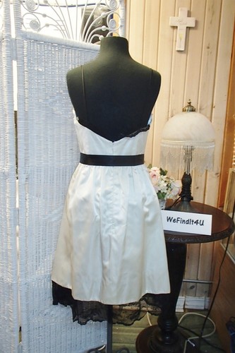 A1517 ALVINA VALENTA MAIDS 9863 SZ 10 CREAM BLACK FORMAL GOWN DRESS $260 - Picture 3 of 12