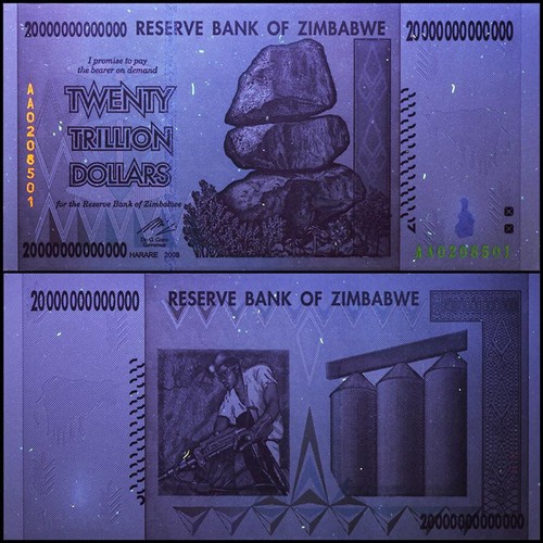 Juego de 4 billetes de Zimbabwe 10 20 50 100 billones de dólares UNC AA+ 2008 P88-P91 - Imagen 7 de 9