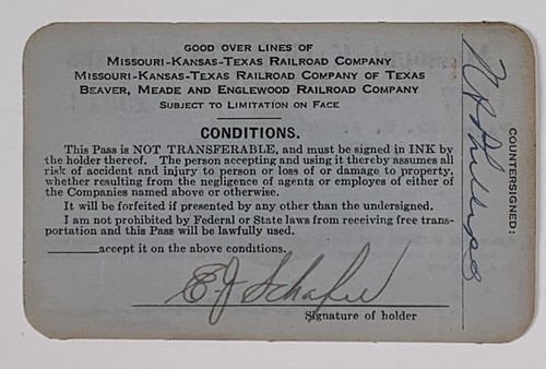 Railroad Pass Missouri Kansas Texas Lines 1937 #5913 - Picture 2 of 2