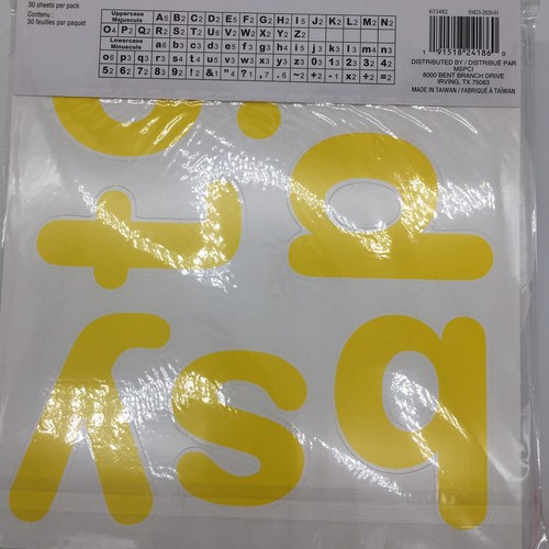 NEW Yellow Punch Out Bulletin Board Letters 217 PC 3.5" Teachers Back to School - Picture 2 of 2