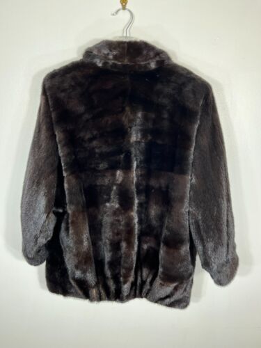 Giacca pelliccia visone classica righe orizzontali nera donna XL cappotto extra large - Foto 4 di 5