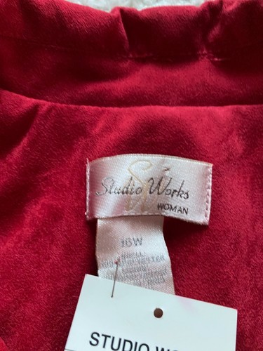 Studio Works Women Long Sleeve Velvet Collared Jacket Roman Red Size 16W - Picture 5 of 7