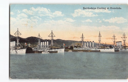 US ARMY & NAVY Coaling Station~PEARL HARBOR-HAWAII 1910s Military Postcard -H2