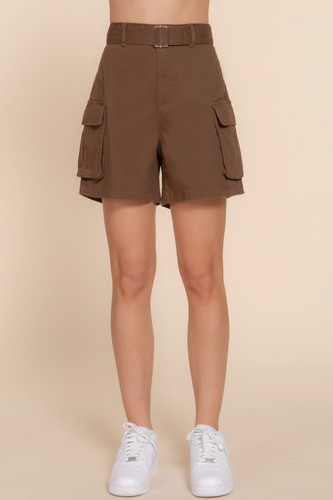 Women's Sexy Relaxed Belted High Waisted Summer Pocket Sides Cargo Shorts Casual - Picture 10 of 21