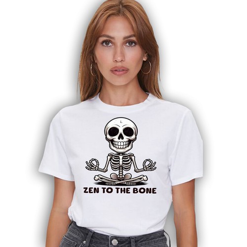 Funny Zen Skeleton T-Shirt - Men Women Meditation Yoga Tee - Picture 3 of 25